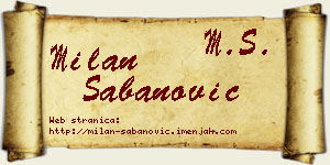 Milan Šabanović vizit kartica